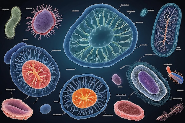 Photo the biological cell and the mitochondria