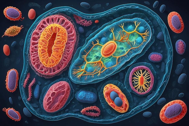 Photo the biological cell and the mitochondria