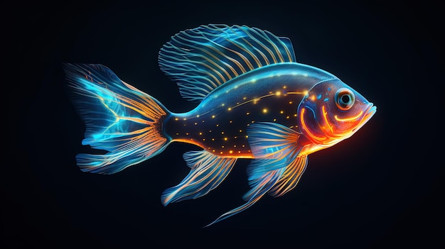 Bioluminescent Fish in the Dark Deep Sea