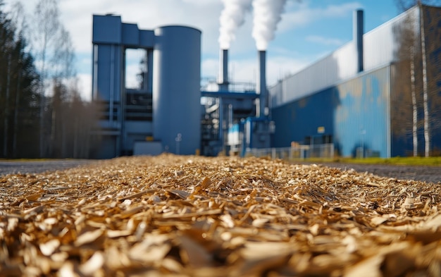 Photo biomass energy facility converting waste to power