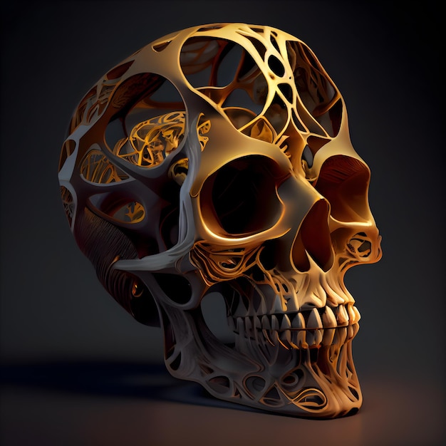 Biomechancial filament skull generative ai