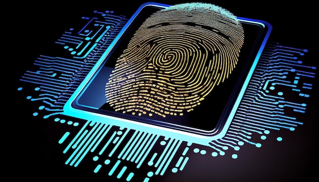 Biometric Fingerprint Digital Scan Technology illustration of a man's finger with print scanning