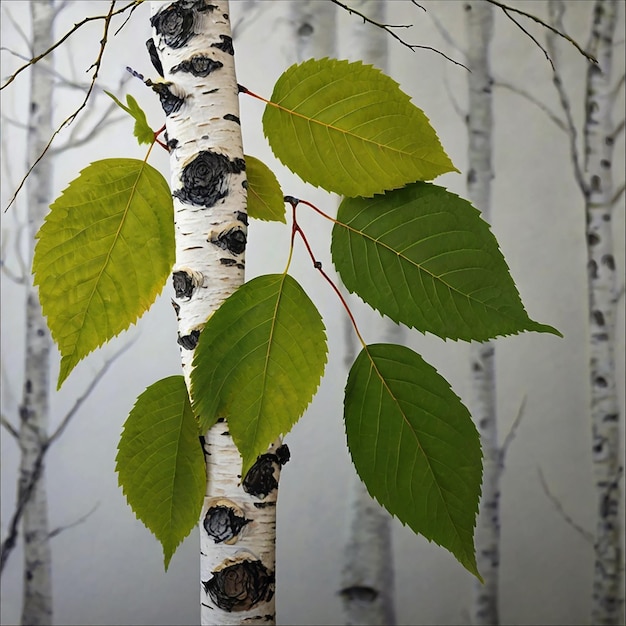 a birch tree with a black spot on the trunk