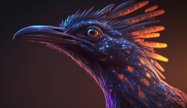 Bird animal roadrunner face AI generated picture