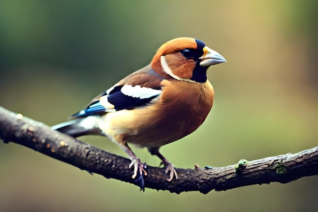 A bird on a branch with a green background