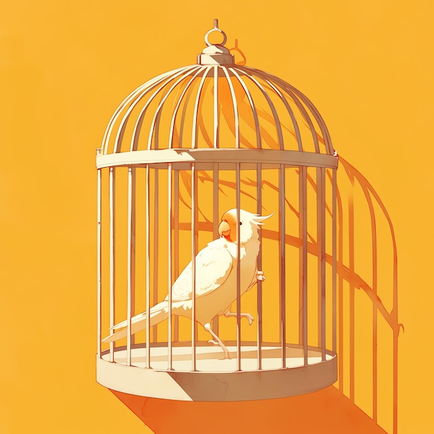 Photo a bird in a cage that says  parrots