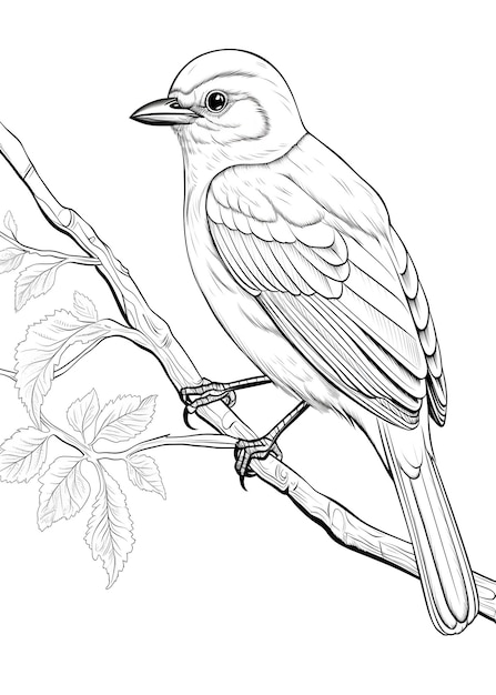 Bird Coloring Page Bird Line Art coloring page Bird Outline Illustration For Coloring Page Animals Coloring Page Bird Coloring Pages and Book AI Generative