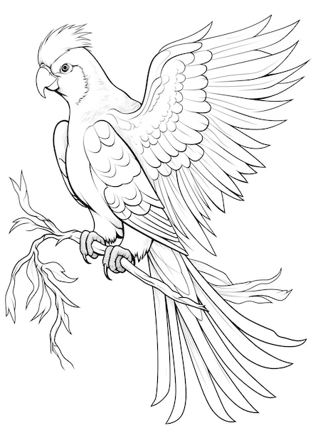 Bird Coloring Page Bird Line Art coloring page Bird Outline Illustration For Coloring Page Animals Coloring Page Bird Coloring Pages and Book AI Generative