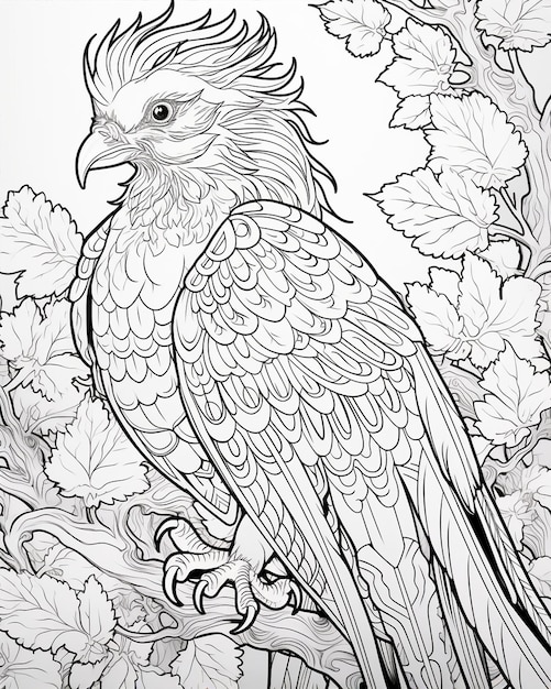 Photo bird coloring page with ornament