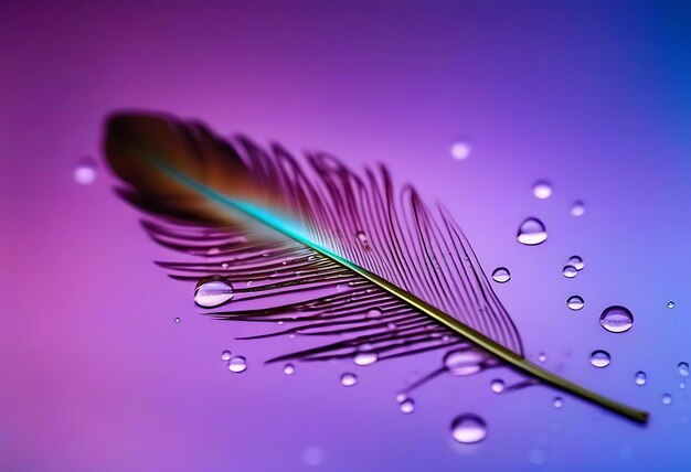 Bird Feather on Purple Blue Background