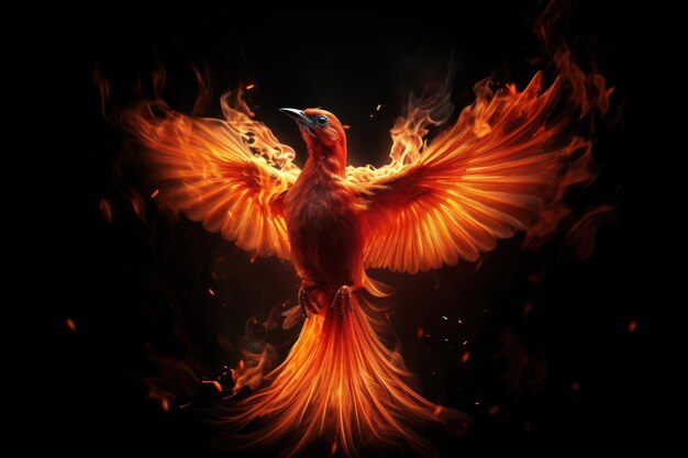 Bird fire flame black background creativity darkness