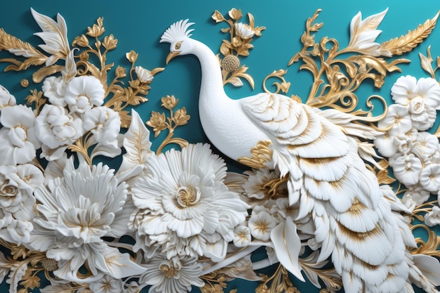 Bird flower paper work Generate Ai