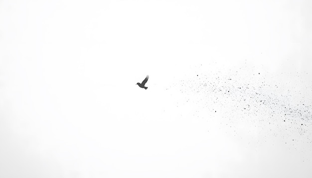 a bird flying in the sky with snow on it