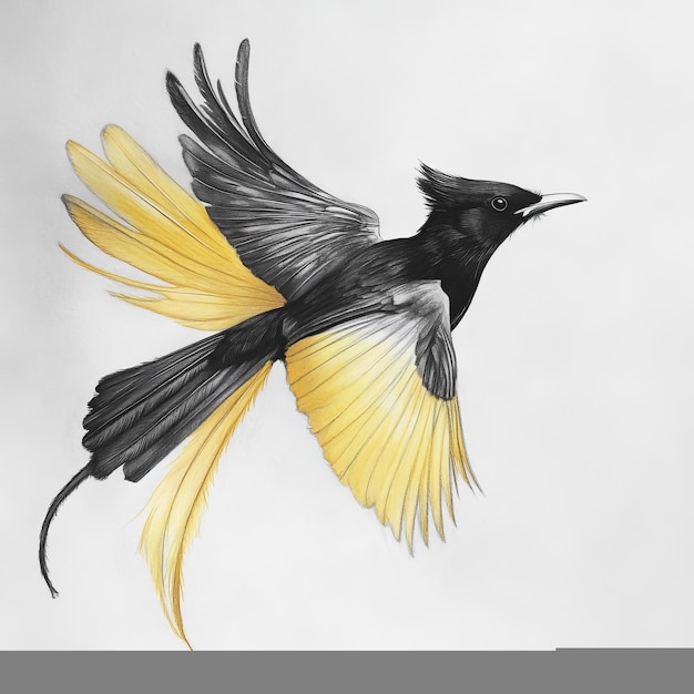 Photo a bird flying with yellow and black wings