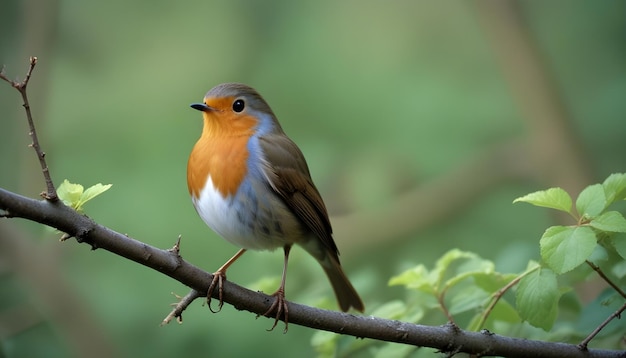 a bird is perched on a branch with a green background