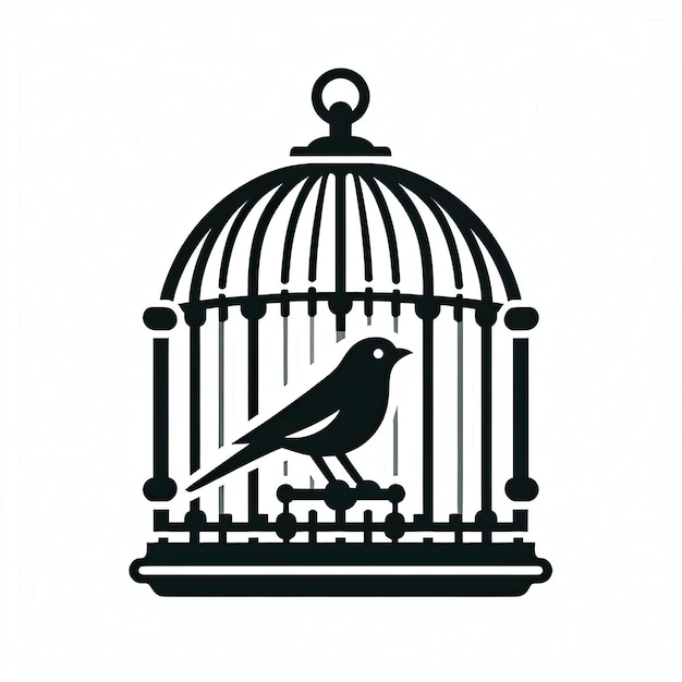 a bird is sitting in a bird cage