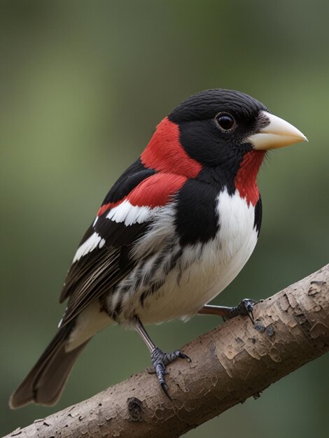 Photo a bird is sitting on a branch with a red and black stripe on its face