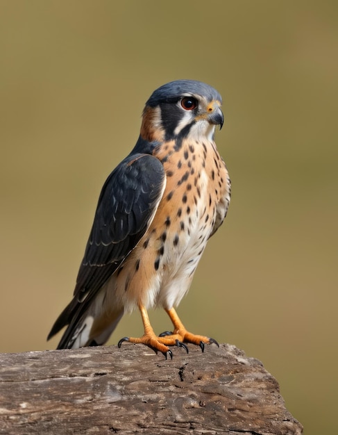 Photo a bird is sitting on a log with a background of brown and yellow