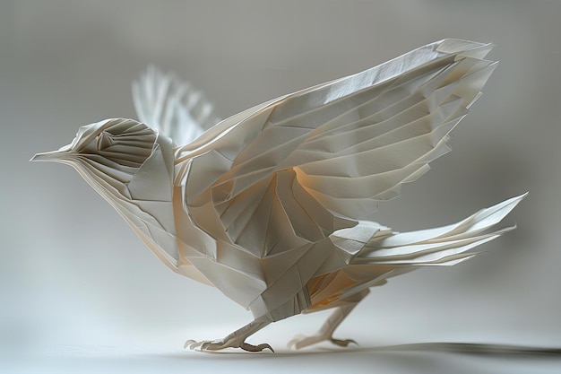 Photo a bird made of paper with a bird on its back