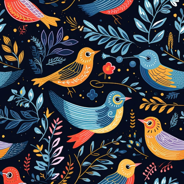 Bird motif design seamless pattern for digital print