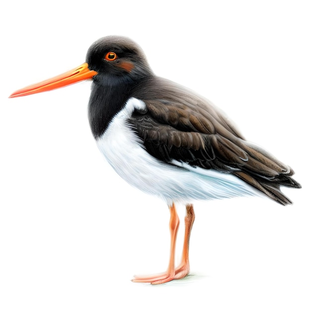 Bird oystercatcher drawing on a white background