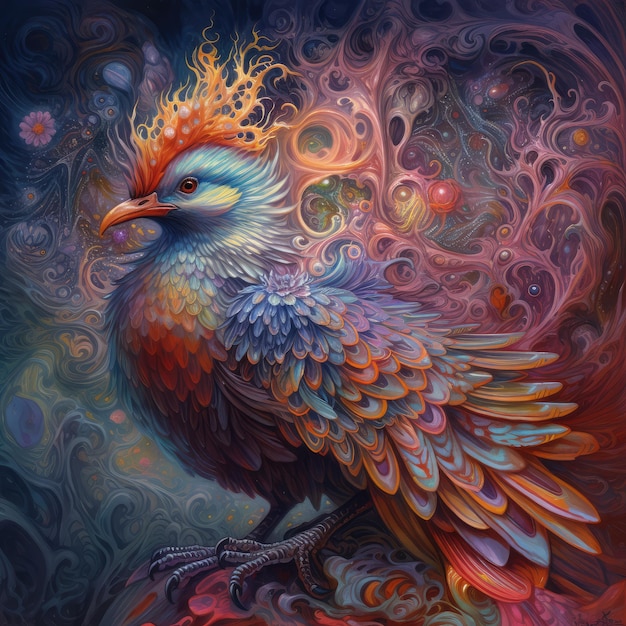 Bird painted with paints abstraction generative ai