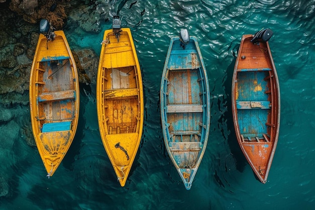 Bird point of view of boats