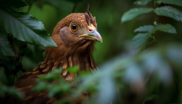 Bird of prey perching on branch watching generated by AI