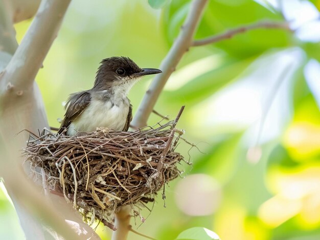 Photo bird resting in nest