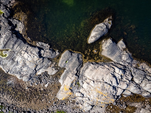 Bird's eye view of the archipelago, coastline and sea, in northern Gothenburg.