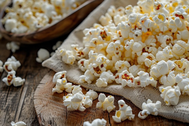 Bird s eye view of popcorn on a table