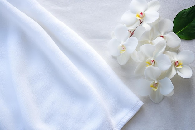 A bird s eye view of a pristine white towel typically found in a spa setting