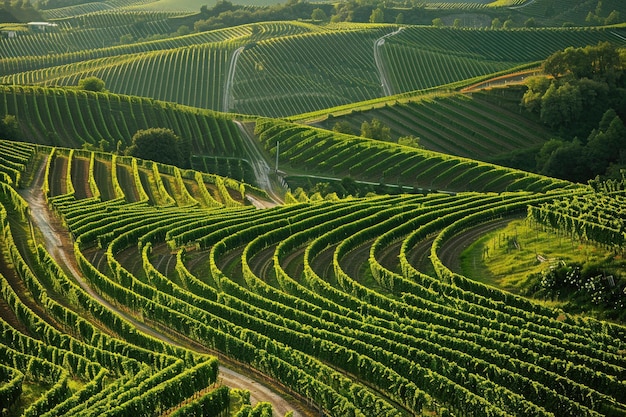 Photo bird s eye view of vineyards in langhe piedmont italy