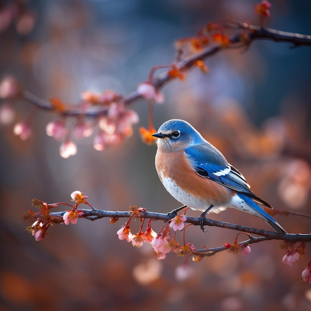 A bird sit on branch of tree