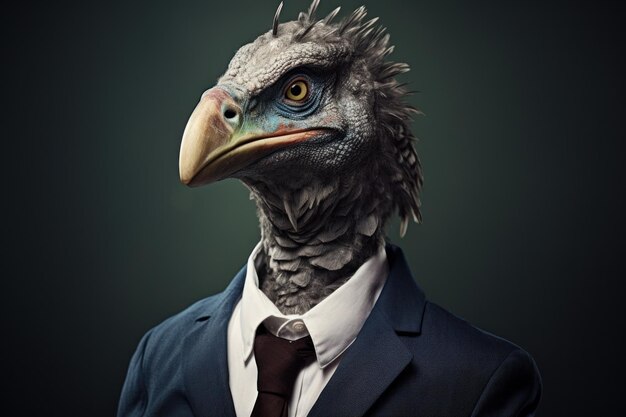 A bird in a suit