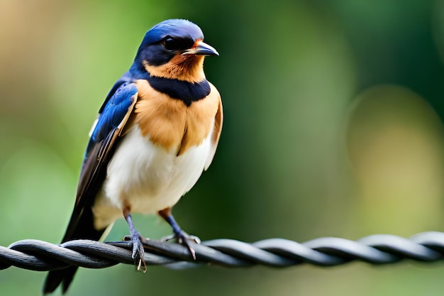 A bird that is sitting on a wire