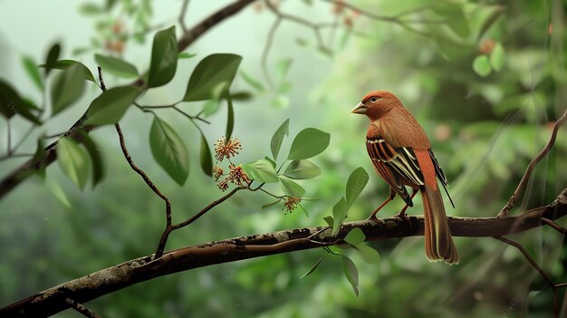 Photo a bird in a tree branch in rainforest