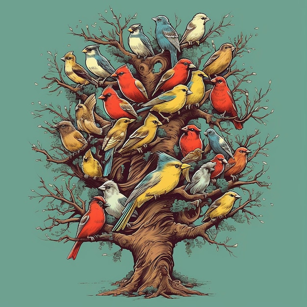 A BIRD IN THE TREE IN SKY BACKGROUND