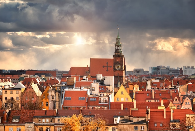 Bird view from the mathematical tower over University of Wroclaw, Poland