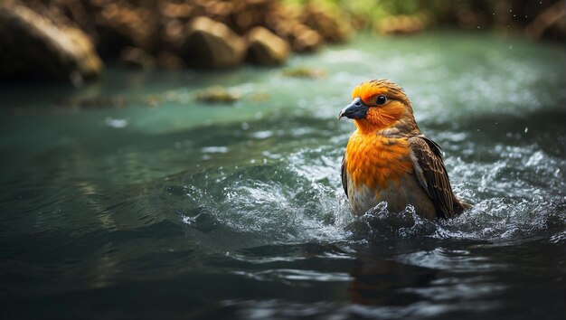 Bird in the water unaware of the danger below