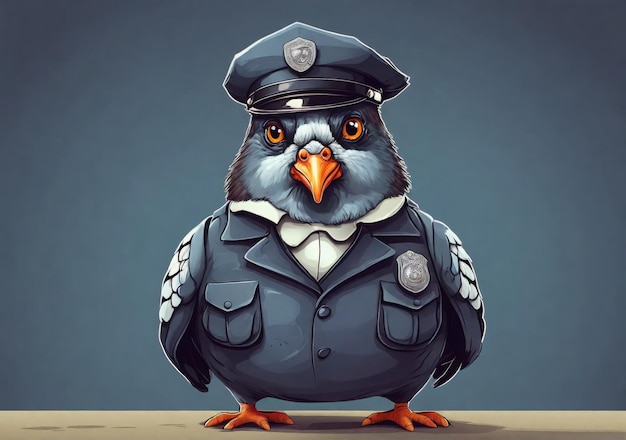 a bird with a badge on his head and the word quot police quot on it