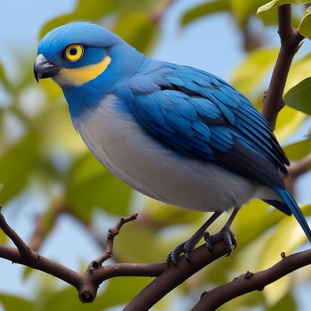 A bird with a blue eye and a yellow eye AI generated