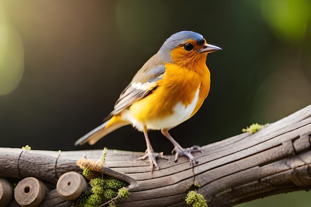 A bird with a blue and orange breast sits on a branch.