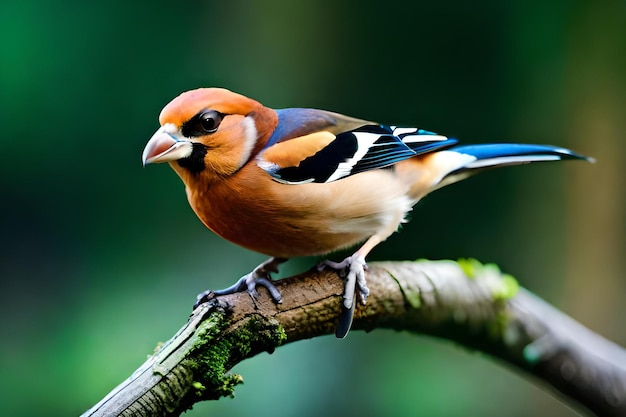 A bird with a blue tail sits on a branch.