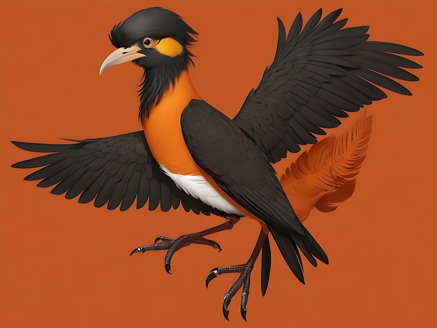 A bird with bright orange feathers and a black head that says'the bird is a bird '