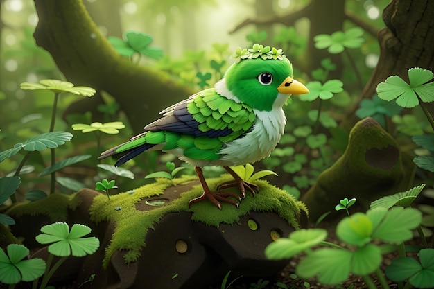 a bird with green feathers sits on a tree branch