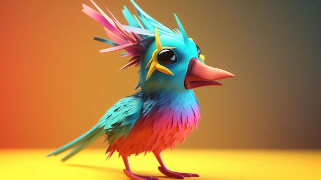 A bird with a rainbow hair and a mohawk