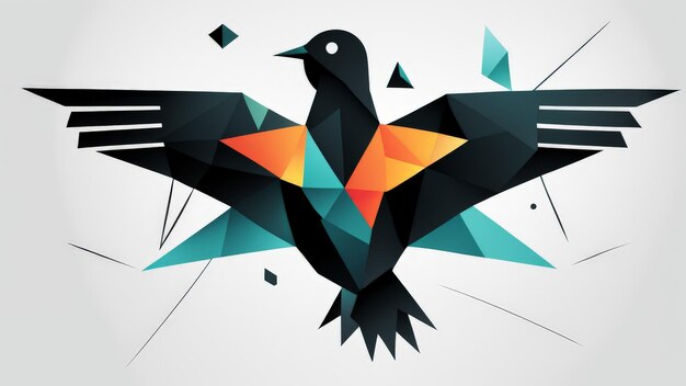 a bird with a triangle on it is in a colorful illustration