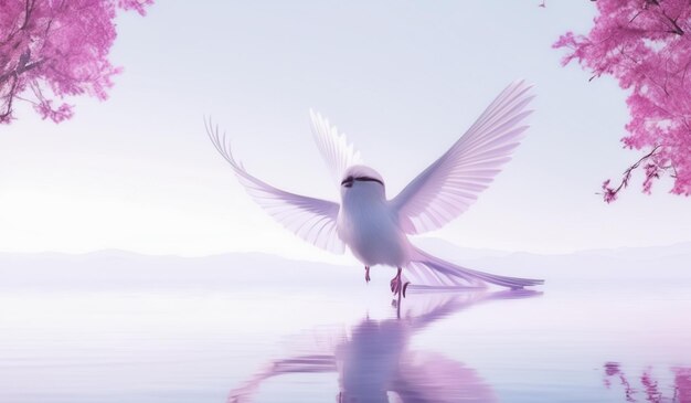 Photo a bird with wings spread out flying in the air