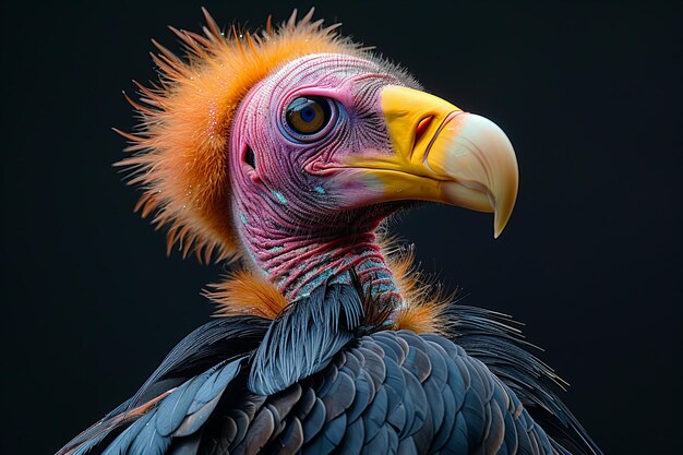 Photo a bird with a yellow beak and orange feathers